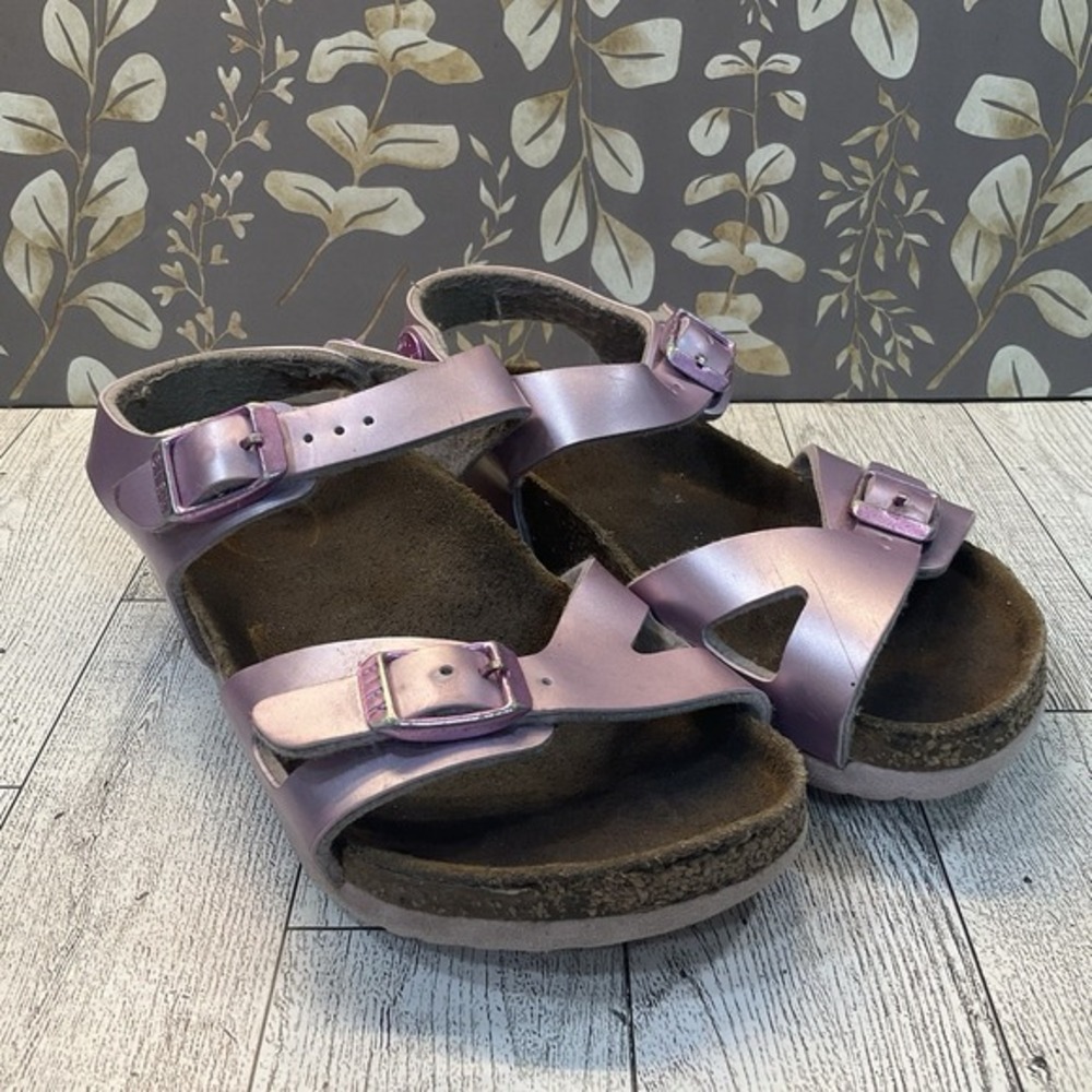 Birkenstock Girls Rio Sandal Size EU26 US8 Kids Children Pink Metallic